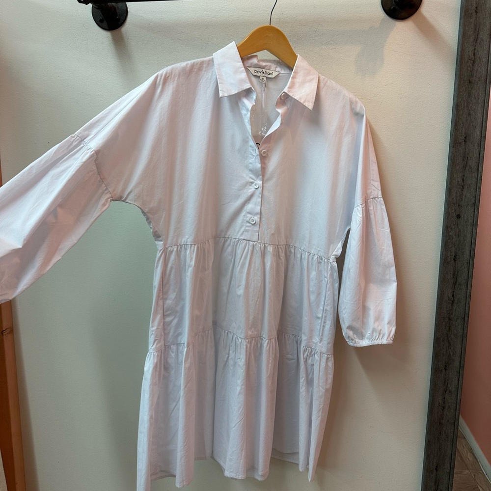 DAVI & DANI Classic White Collared Shirt